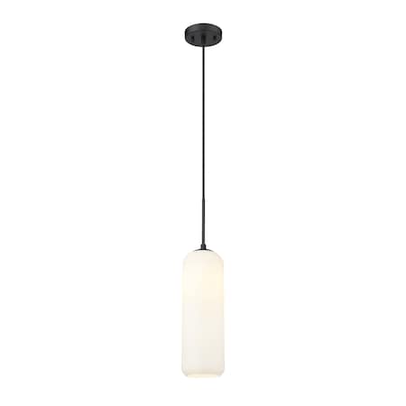 Z-Lite Monty 1 Light Pendant, Matte Black & Matte Opal 732P22-MB
